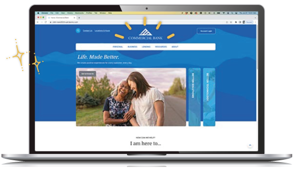 Site homepage screenshot in laptop