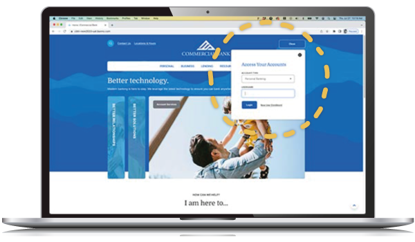 Site login screenshot in laptop