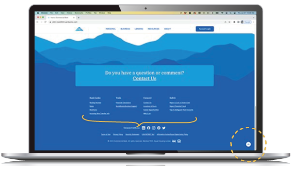 Site footer screenshot in laptop